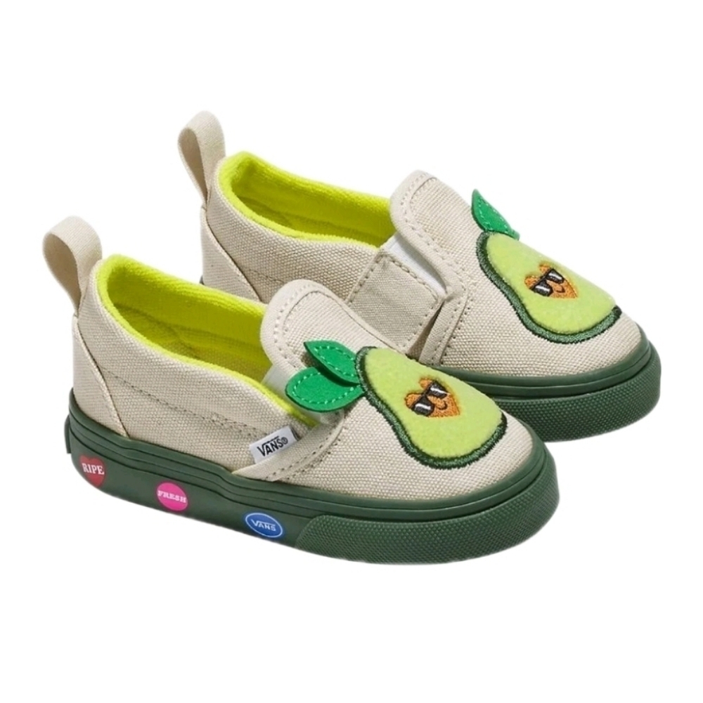 Vans Baby Off-White Slip-On V Cado Canvas Avocado Sneakers 9 Toddler
